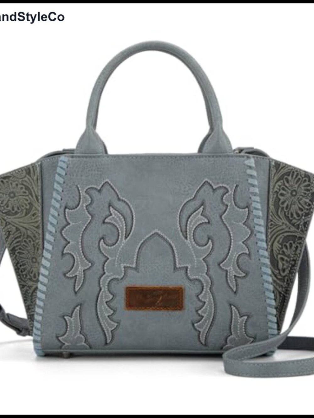 Embroidered Western Tote Bag with Crossbody Strap Top Handle Satchel